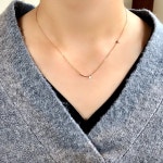 [92.5 silver] 스마일 로즈골드 큐빅 목걸이 : 이리데선스