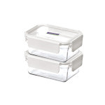 글라스락 퓨어화이트 직사각 1020ml 2조 : 글라스락