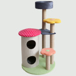 고양이 숨숨집 버섯 플라워 수직 미니 스크래쳐 소형 캣타워 하우스 전망대 놀이터 : 복슬복슬야옹야옹