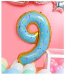 생일 백일 돌잔치 기념일 파티 장식 도너츠 숫자 9 은박 풍선 (중) : 미니 세상