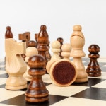 휴대용 원목 체스말 캠핑 보드게임 접이식 체스판 : 월컴하우스