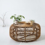 라탄테이블 거실 카페 통나무좌탁 PASAR 라탄 좌식 사이드 티 커피 테이블 : 감성 디자인 선물 인테리어