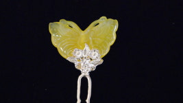 노랑나비천연석 황금색주물 한복뒤꽂이 : 비단마루 장신구마켓