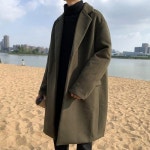 남자 겨울 누빔코트 모직 코트 남중 롱 모직 코트 겨울 두꺼운 겨울 : 리리스샵