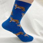 국산 호랑이 타이거 패턴 면 포인트 중목 장목 패션 여성 양말 : 엠앤디