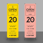 핑크 옐로우검정 컬러 헤어샵 미용실오픈이벤트 배너제작 베너제작 PET무광코팅(사방타공) : 핸드그램