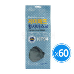 국산 케이에프황사마스크 KF94 대형1매입 검정 x60개 : 영주스토어