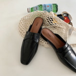 신꼬가 여성 앞막힌 뱀피 통굽 쿠션 뮬 블로퍼 슬리퍼 : 신꼬가.