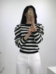 [무료배송]요죠 스트라이프 어깨 퍼프 니트 : 어반듀