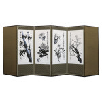 남원우리공예 죽절 미니 옥비단 반야심경 사군자 6폭 제사병풍+제사용병풍커버 포함 : 남원우리공예