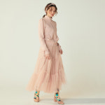 [핑크카티아조] 코튼 튤 롱 스커트 아이스 핑크 pink katiacho Cotton Tulle Long Skirt Ice Pink : katiacho