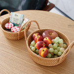 라탄 손잡이 바구니 세트 과일 소쿠리 빵 트레이 소품 정리 쟁반 바스켓 : 에디트펀