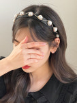 진주 골드라인 블랙시크 머리띠 헤어밴드 : 키메라제이