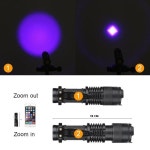 LED UV 손전등 줌 기능 미니 자외선 빛 애완 동물 소변 얼룩 탐지기 전갈 야외 조명 : C마켓