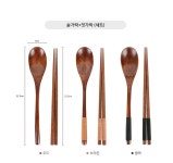 나무수저세트 우드 옻칠 젓가락 숟가락 포크 해방타운 백지영 일본가정식 식기 소품 : 슈리스토어
