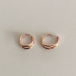 실버925 테일 로즈골드 두줄 원터치 링귀걸이 : 유얼 모닝