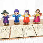 두근두근아트 DIY 우드 전통 한복 인형 만들기 4종 / 어린이 관절인형 민속 시리즈 / 미술수업 돌봄 방과후 교구 : 두근두근아트