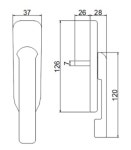 창문 / 창호 / 오토락핸들/ 자동락 핸들 #003 ( 좌/우 )- 실버색상 : 신텍