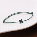 끈발찌 행운의 네잎클로버 매듭발찌 슬림한 실발찌 우정 가족 단체 소원선물 : 블랙시티