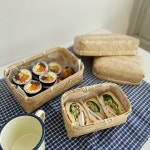 도구미각 대나무 도시락 석작 직사각 2종 채상 나무 우드 친환경 떡 답례품 포장 용기 통 : 도구미각