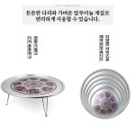 옛날시골 알루미늄 좌식용 원형밥상 레트로테이블 : 핑크나라