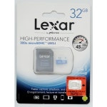 PMC10R-4 [재고소진상품] 마이크로SD(300X) 32GB / C10 UHS-1 + SD 아답터 / 2개 한정 / lexar 렉사 micro sdhc 32기가 : 문구피플