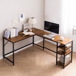 미즌하임 코너 책상 철제 기억자 원목 L자형 엘자형 구석 데스크 : 해봄스토어