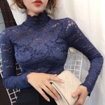[익일출고] 플라워 레이어드 레이스 블라우스 스판 반폴라 이너 시스루 티(7컬러) : 인기언니샵