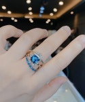 14K 18K 트리플 솔리드 런던 블루 토파즈  반지 : 로비나주얼리