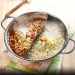 반반냄비 2in1 인덕션가능 훠궈 전골 어묵탕 찌개 샤브샤브 라면 캠핑 28cm 뚜껑추가 : 더블지샵
