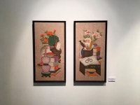 리치 책거리 4폭 민화 도안 / 책가도 민화 그리기 공모전 수업자료 돌상차림 병풍 : 본그라미