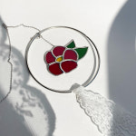 스테인드글라스 동백꽃 썬캐쳐 유리공예 썬캐처 / 율 유리작업실 : 율 유리작업실