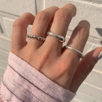 더캄 실버925 심플 레이어드 통통 하트 유화 은 반지 : 더캄