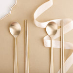 오부자 사각수 놋 수저 2인 세트 : 오부자유기공방