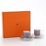 [에르메스] 타이세트 그레나트 커피컵 & 소서 2조 세트 / HERMES TIE SET Grenat Coffee cup & Saucer x 2 : JYM mall