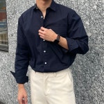 파스텔톤 포켓 봄 데일리 남방 무지 옥스포드 셔츠 : 미니멀네즈