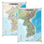 (양면) 대한민국지도 지형 행정 소형 코팅고리형 / 한국 전도 우리나라지도 지리 인테리어 : 맵소프트