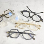 유니크 각진 안경테 코받침있는 뿔테 다각형 남자 여자 특이한 안경 블루라이트차단 자외선 : 루미아이웨어