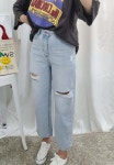 [바이에잇] 무배 연청 구제 데미지 찢 청바지 : 바이에잇