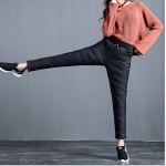 오리털 기모 패딩바지 덕다운 일자라인 슬림핏 경량 등산 작업복 여성 겨울 방한 누빔바지 : 시크릿 마켓