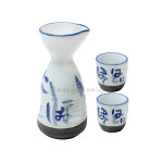 도자기 블링 글자 독구리+소주잔(2개) 사케병 도꾸리 이자카야 일본 술병 술잔 사케잔 : 리빙라인