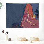 GT-G 3135 거실 인테리어 가리개커튼 앵글 가림막 패브릭포스터 소녀고양이 감성 일러스트 S/M/L : 어가네닷컴 NPNG