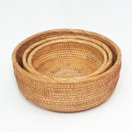 라탄 바구니 라틴 귤 과일 트레이 낮은 원형 바구니 소 : 20세기상점