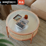 투명 심플 강화 맥반 노르딕 콤비의 심플한 원형 장홍유리 티 테이블 민박 스타일 : 유다요셉