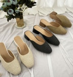 [모브딜라잇shoe] 라탄 짜임 뮬 슬리퍼 4cm (3color) h8115 : 모브딜라잇