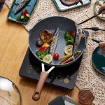 인덕션용 냄비 맛깔스러운 프라이팬 맥반석 눌어붙지 않는 팬 집용 볶음 전자렌지 가스레인지 냄비받침 후라이팬 : LaFor
