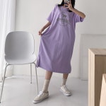 프린팅 롱 박스 원피스 데일리 면 코튼 홈웨어 잠옷 등하원룩 마실룩 일상 마트룩 캐주얼 : 나나앤폴