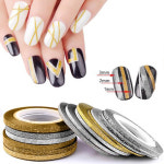line tape nail art 젤네일 글리터 골드 실버 라인 테이프 라인 스티커 택1 : 대박네일