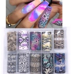네일아트 포일 트랜스퍼 FOIL BOX 스네이크 10/호일페이퍼 10 SNAKE 또는 SEPENTINE 디자인 패턴 네일 트랜스포트 폴 스티커 J5665... 