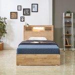 다원 스윗트 슈퍼싱글 LED헤드램프 고무나무 원목 수납 침대 : 다다원홈